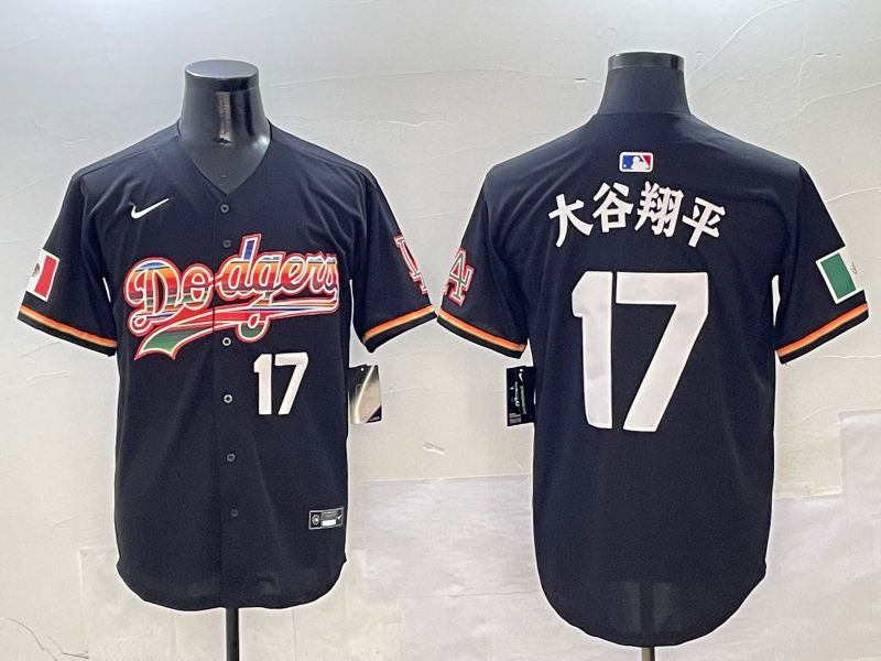 Men Los Angeles Dodgers 17 Ohtani Black rainbow 2025 Nike MLB Jersey style 4153